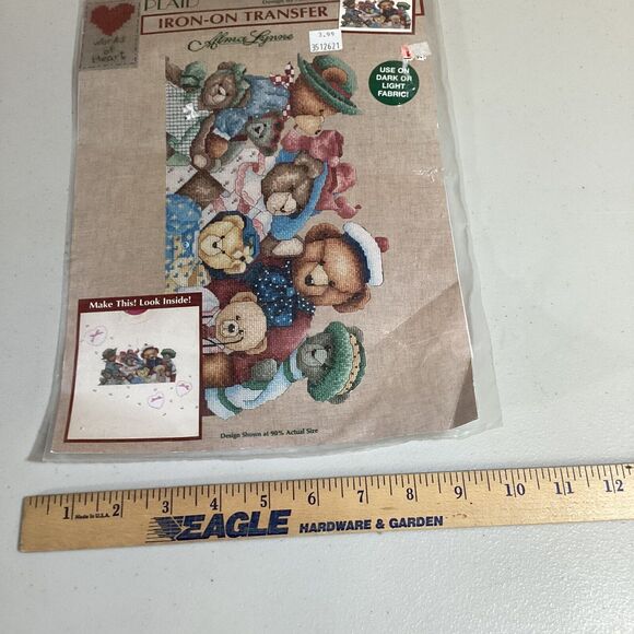 Adorable "Plaid" Teddy Bear by Alma Lynn Iron On Transfer - Picture 5 of 6